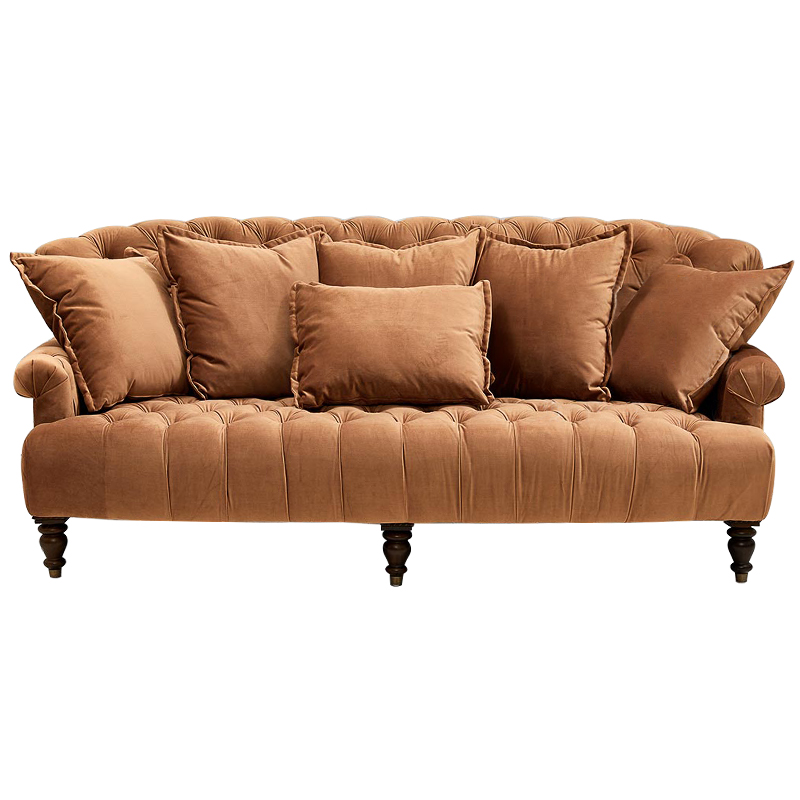 Диван велюровый с подушками Welch Sofa Карамель Диван велюровый с подушками Welch Sofa Карамель в Липецке | Loft Concept