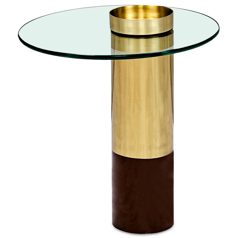 Приставной стол Desi Side Table Прозрачный Латунь Коричневый Приставной стол Desi Side Table Прозрачный Латунь Коричневый в Липецке | Loft Concept