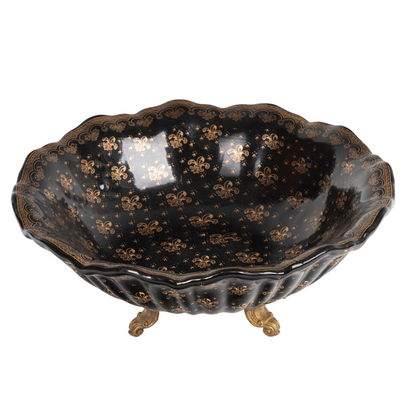 Блюдо черного цвета из фрафора на бронзовых ножках Eden Garden porcelain and bronze Черный Бронза Блюдо черного цвета из фрафора на бронзовых ножках Eden Garden porcelain and bronze Черный Бронза в Липецке | Loft Concept