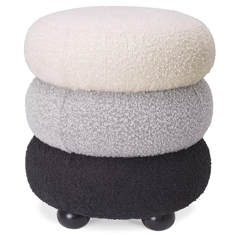 Пуф Eichholtz Stool Tulum Boucle Светло-серый Черный Молочный Пуф Eichholtz Stool Tulum Boucle Светло-серый Черный Молочный в Липецке | Loft Concept