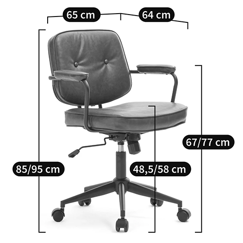 Офисное кресло в винтажном стиле на колёсах Glenn Dark Grey Chair Офисное кресло в винтажном стиле на колёсах Glenn Dark Grey Chair в Липецке