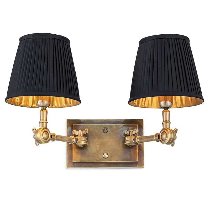 Бра Eichholtz Wall Lamp Wentworth Double Brass Винтажная латунь Черный Бра Eichholtz Wall Lamp Wentworth Double Brass Винтажная латунь Черный в Липецке | Loft Concept