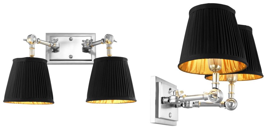 Бра Wall Lamp Wentworth Double Nickel+Black Бра Wall Lamp Wentworth Double Nickel+Black - Loft-Concept в Липецке