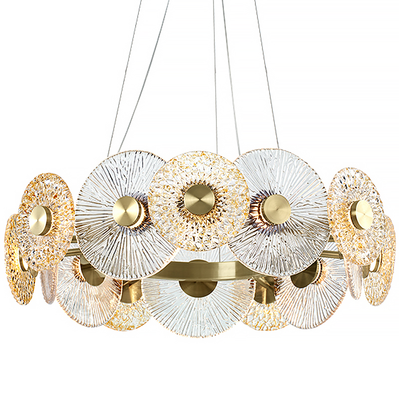 Люстра Clear and Amber Discs Chandelier Латунь Прозрачный Янтарь (Amber) Люстра Clear and Amber Discs Chandelier Латунь Прозрачный Янтарь (Amber) в Липецке | Loft Concept
