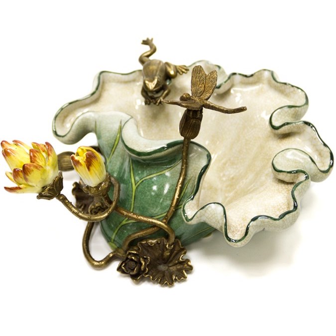 Чаша Water Lily Bowl Зеленый Бронза Белый Чаша Water Lily Bowl Зеленый Бронза Белый в Липецке | Loft Concept