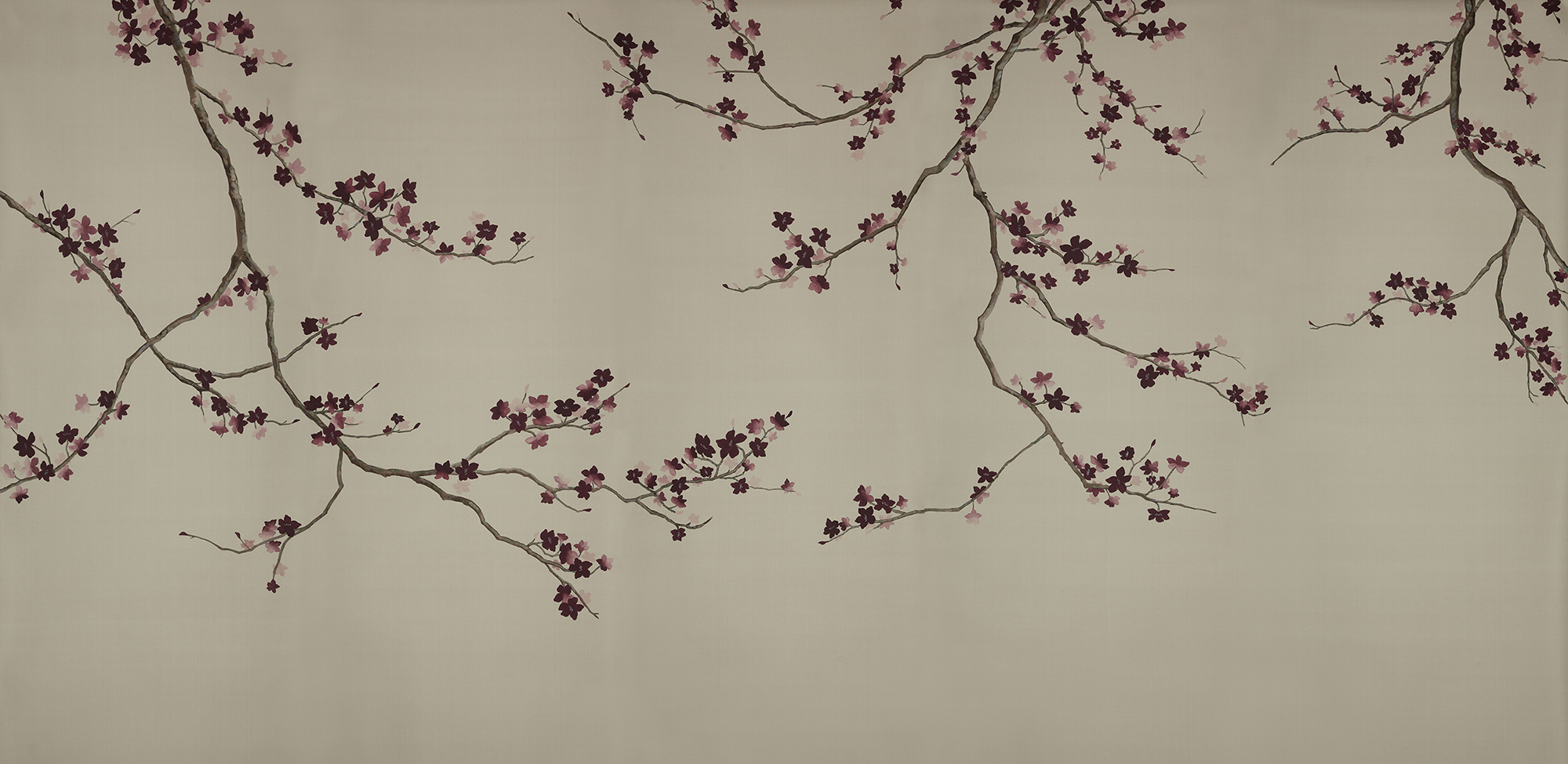 Обои ручная роспись Cherry Tree Special Colourway on Icefield dyed silk Обои ручная роспись Cherry Tree Special Colourway on Icefield dyed silk - постер Loft-Concept в Липецке