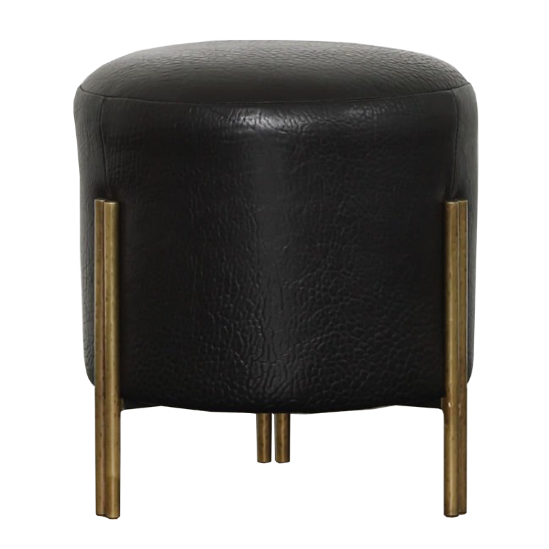 Пуф из черной кожи MELANGE FOOT STOOL Черный Латунь Пуф из черной кожи MELANGE FOOT STOOL Черный Латунь в Липецке | Loft Concept
