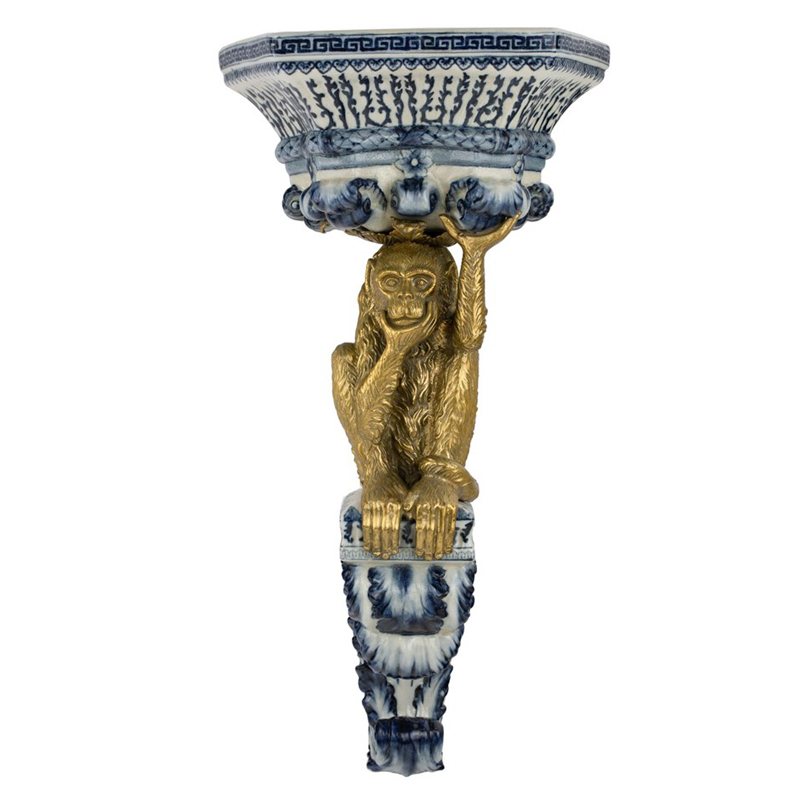 Полка Blue and Bronze monkey Синий Белый Бронза Полка Blue and Bronze monkey Синий Белый Бронза в Липецке | Loft Concept