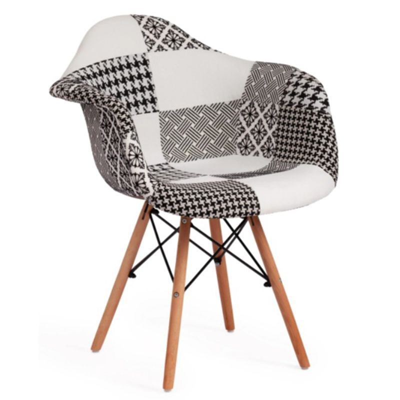 Стул DAW black&white patchwork Белый Древесина Черный Стул DAW black&white patchwork Белый Древесина Черный в Липецке | Loft Concept
