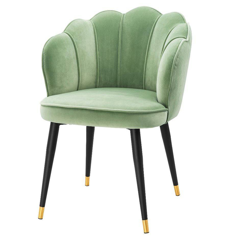 Стул Eichholtz Dining Chair Bristol pistache green Зеленый шалфей Черный Латунь в Липецке | Loft Concept 