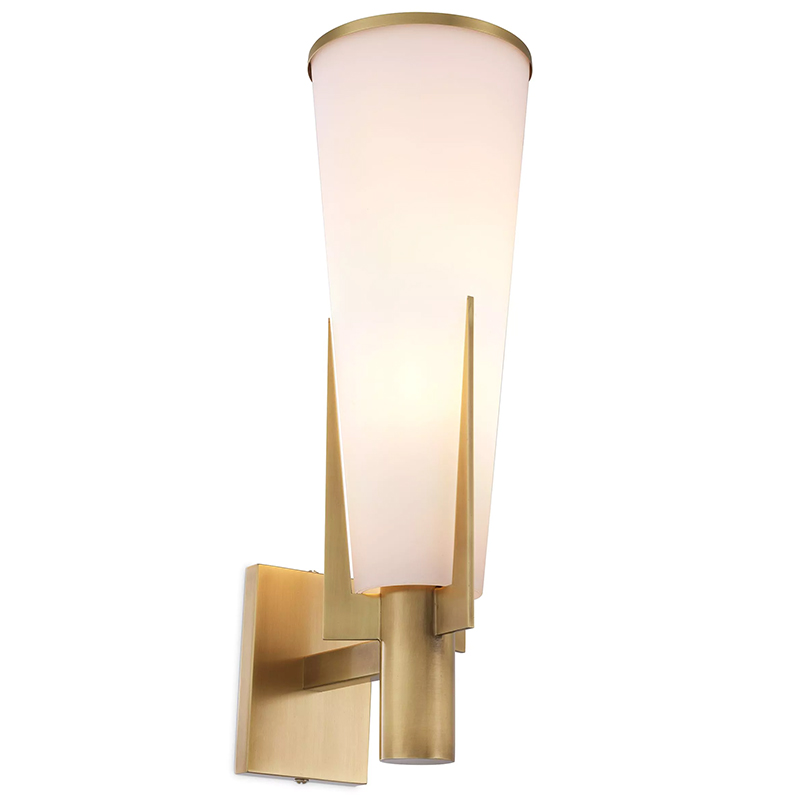 Бра Eichholtz Wall Lamp Dino Brass Латунь Белое матовое стекло Бра Eichholtz Wall Lamp Dino Brass Латунь Белое матовое стекло в Липецке | Loft Concept