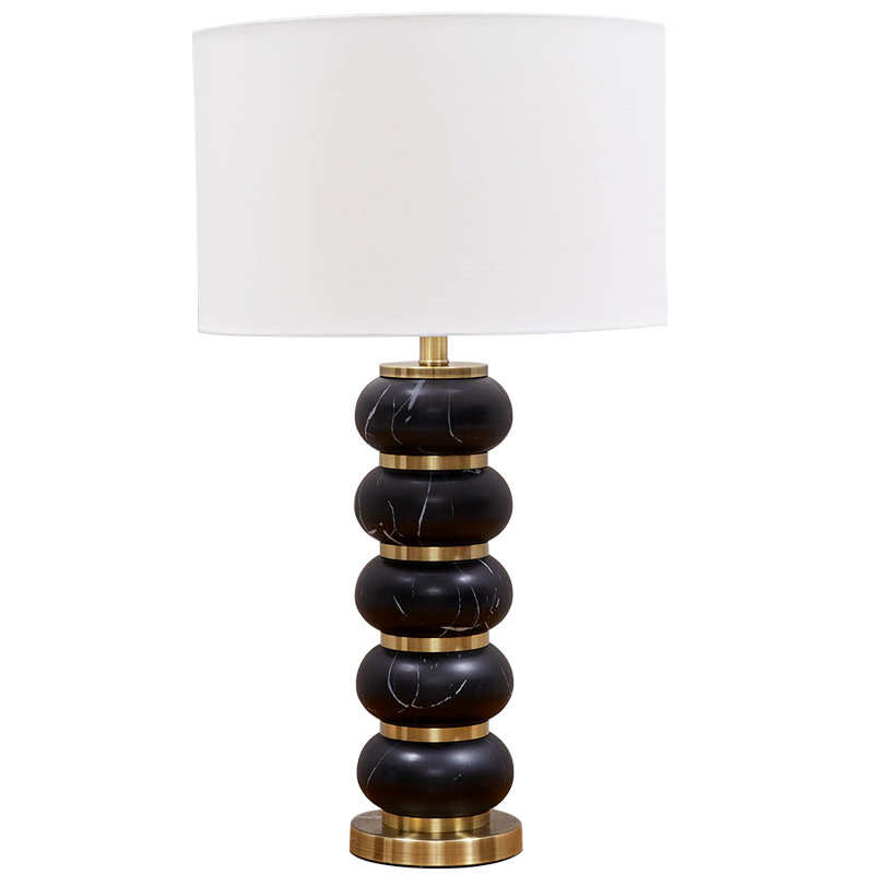 Настольная лампа с абажуром Alan Table Lamp Белый Черный Золотой Настольная лампа с абажуром Alan Table Lamp Белый Черный Золотой в Липецке | Loft Concept