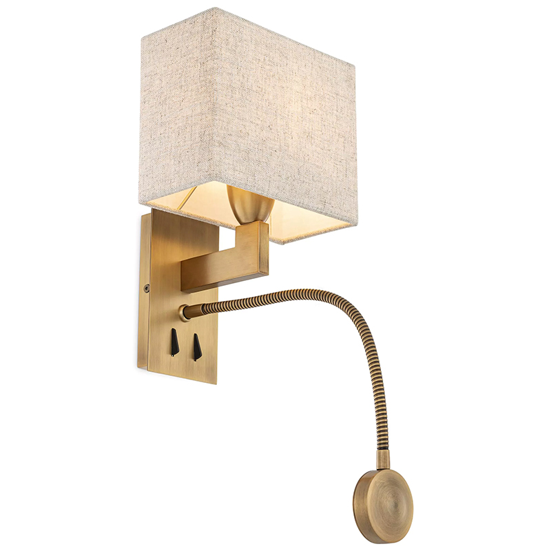 Бра Eichholtz Wall Lamp Reading Linen Латунь Бежево-серый Бра Eichholtz Wall Lamp Reading Linen Латунь Бежево-серый в Липецке | Loft Concept