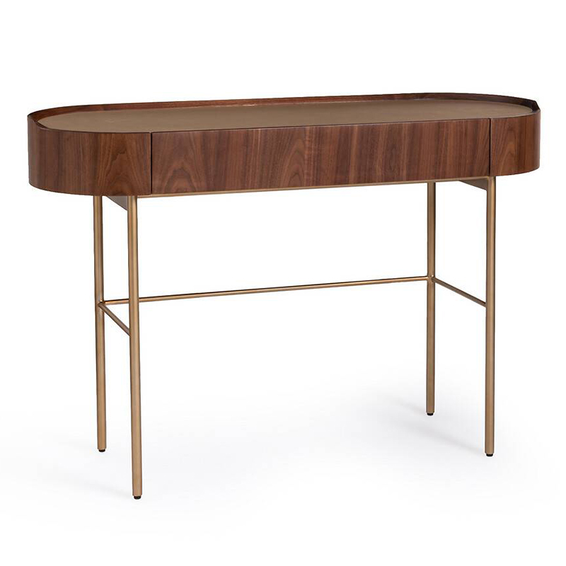Стол-консоль Walnut and Leather Орех Золотой Шампань Стол-консоль Walnut and Leather Орех Золотой Шампань в Липецке | Loft Concept