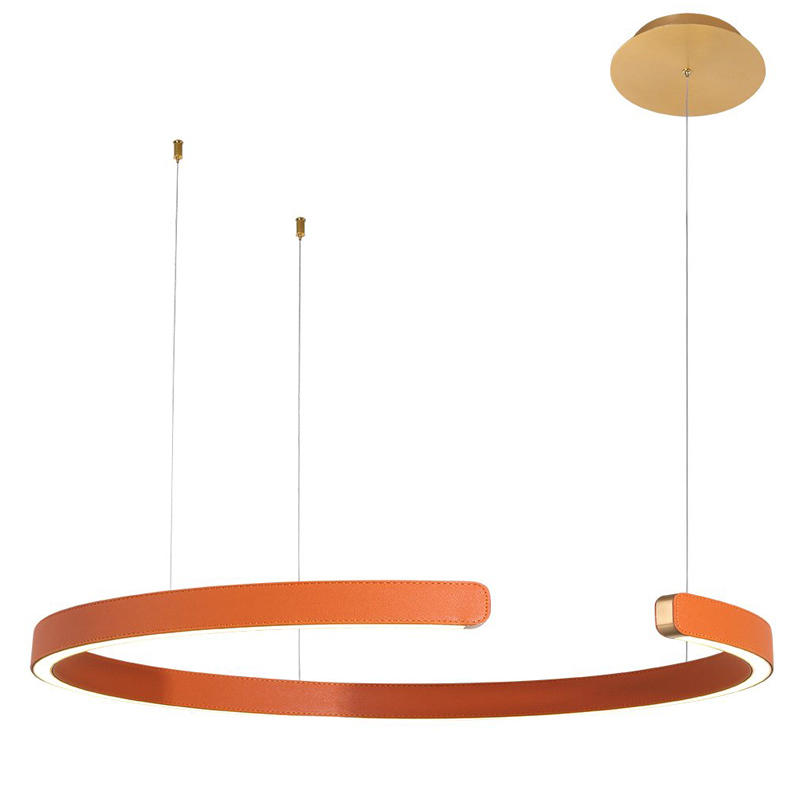Подвесной светильник Half Ring orange leather Оранжевый Золотой Подвесной светильник Half Ring orange leather Оранжевый Золотой в Липецке | Loft Concept