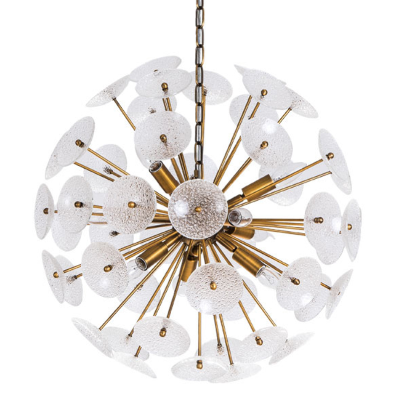 Люстра Sputnik Textured Glass White Chandelier Золотой Белый Люстра Sputnik Textured Glass White Chandelier Золотой Белый в Липецке | Loft Concept