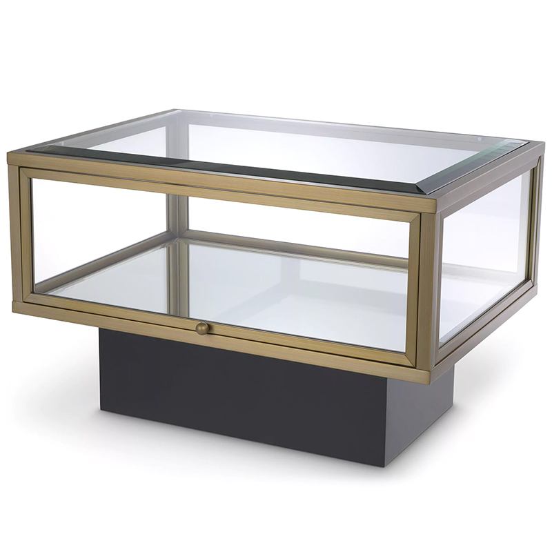 Приставной стол с витриной Eichholtz Side Table Ryan Черный Латунь Прозрачное Стекло Зеркало Приставной стол с витриной Eichholtz Side Table Ryan Черный Латунь Прозрачное Стекло Зеркало в Липецке | Loft Concept
