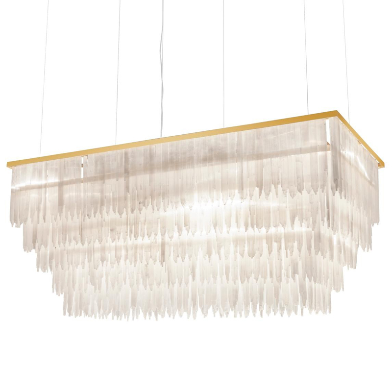 Люстра LAMP SELENITE RECT Прозрачный белый Латунь Люстра LAMP SELENITE RECT Прозрачный белый Латунь в Липецке | Loft Concept