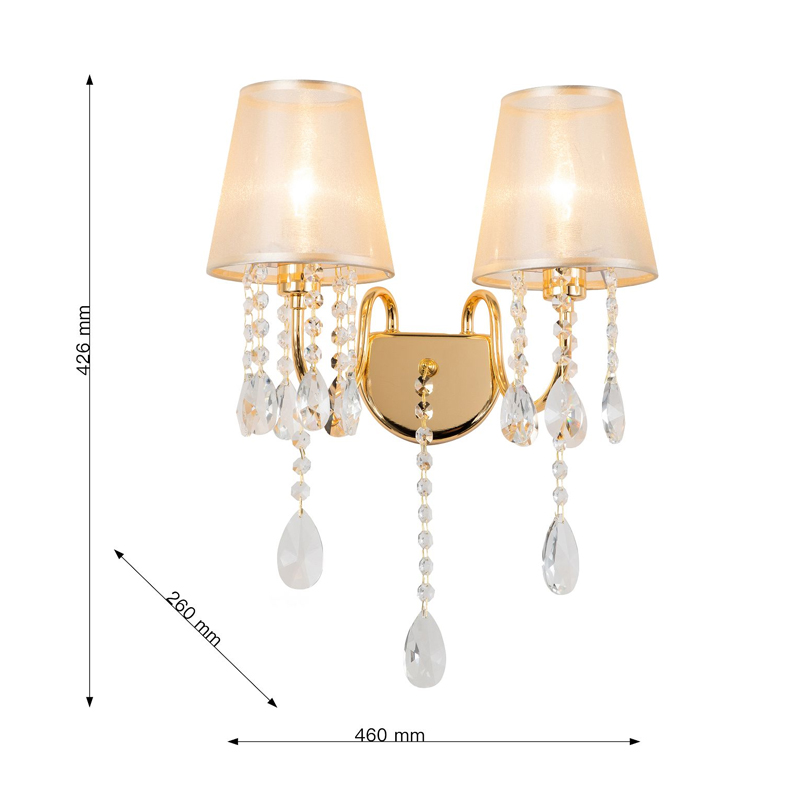 Двойное бра золотого цвета с хрустальным декором Dainty Light Двойное бра золотого цвета с хрустальным декором Dainty Light в Липецке