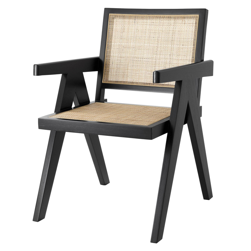 Стул Eichholtz Dining Chair Aristide black Черный Бежевый Стул Eichholtz Dining Chair Aristide black Черный Бежевый в Липецке | Loft Concept