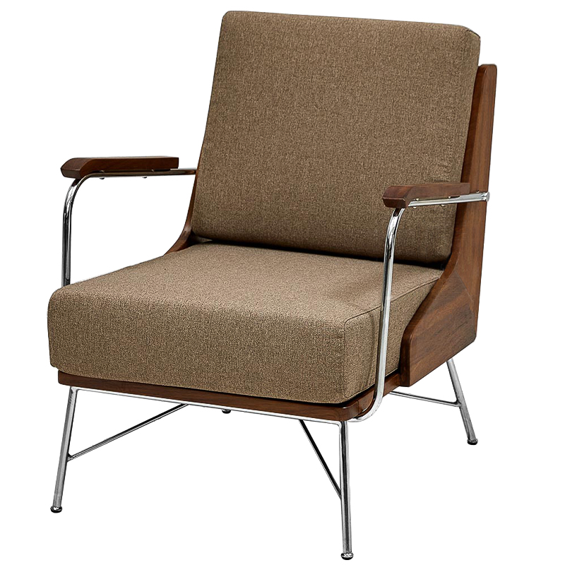 Кресло в ретро стиле Kinsey Armchair Коричневый Хром в Липецке | Loft Concept 