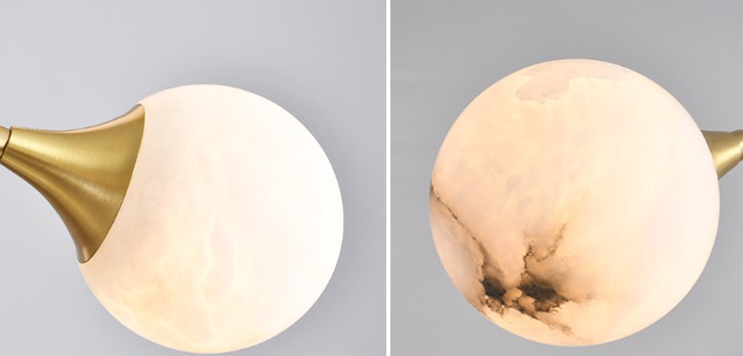 Люстра на штанге с плафонами из натурального мрамора Marble Plafonds - фото №1