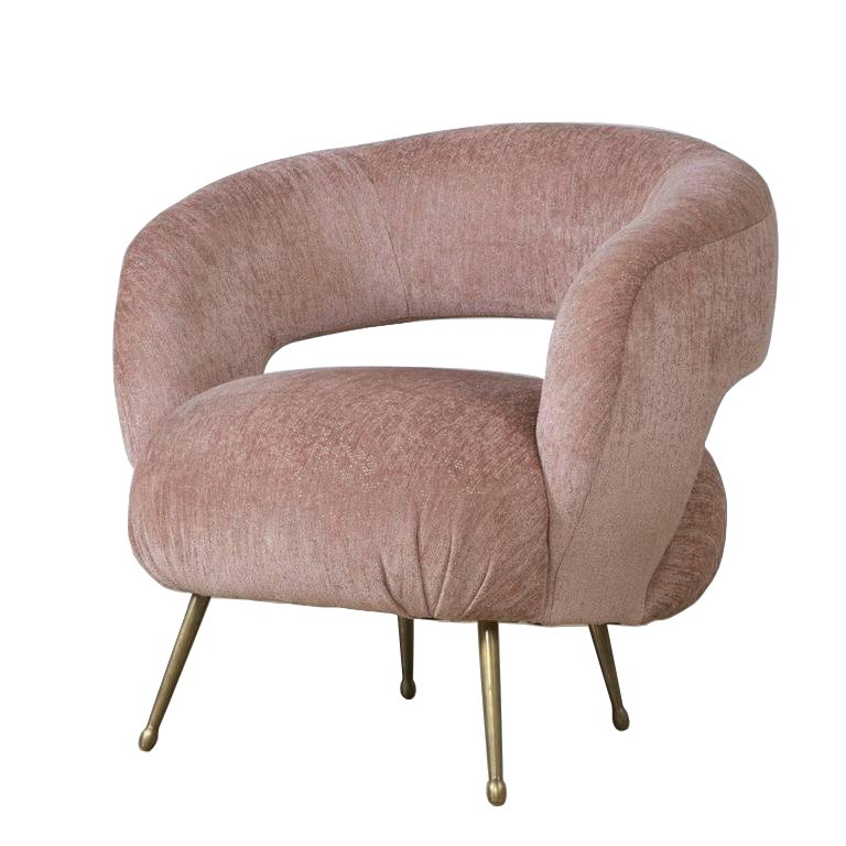 Кресло LAUREL LOUNGE CHAIR Латунь Розовый пастельный Кресло LAUREL LOUNGE CHAIR Латунь Розовый пастельный в Липецке | Loft Concept