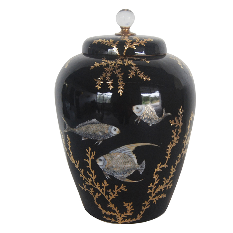 Ваза Vase Keg Algae Fish Черный Золотой Ваза Vase Keg Algae Fish Черный Золотой в Липецке | Loft Concept