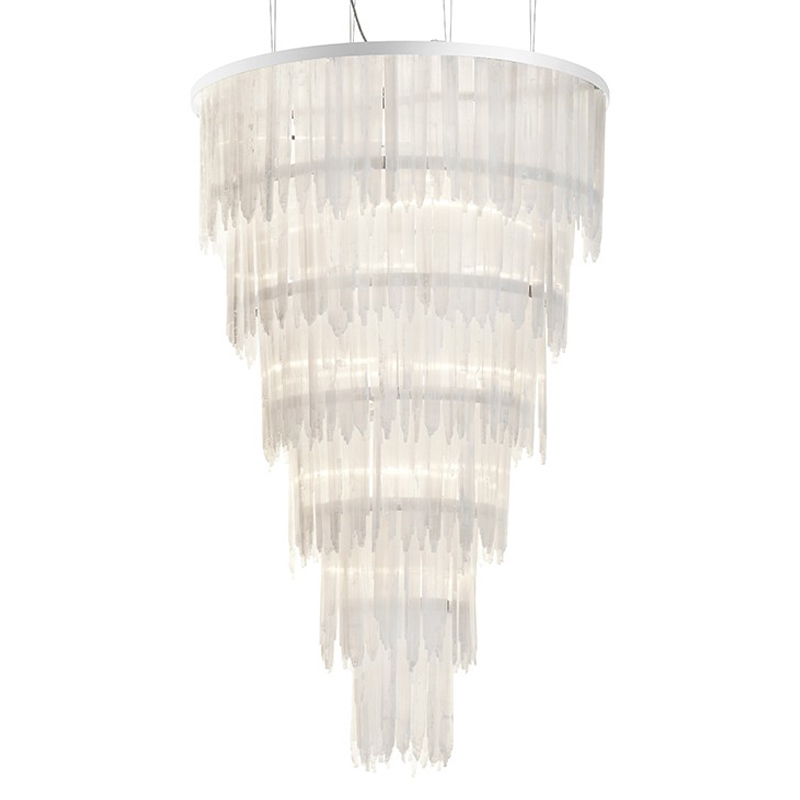 Люстра LAMP SELENITE ROUND chromium 80 Прозрачный белый Хром Люстра LAMP SELENITE ROUND chromium 80 Прозрачный белый Хром в Липецке | Loft Concept
