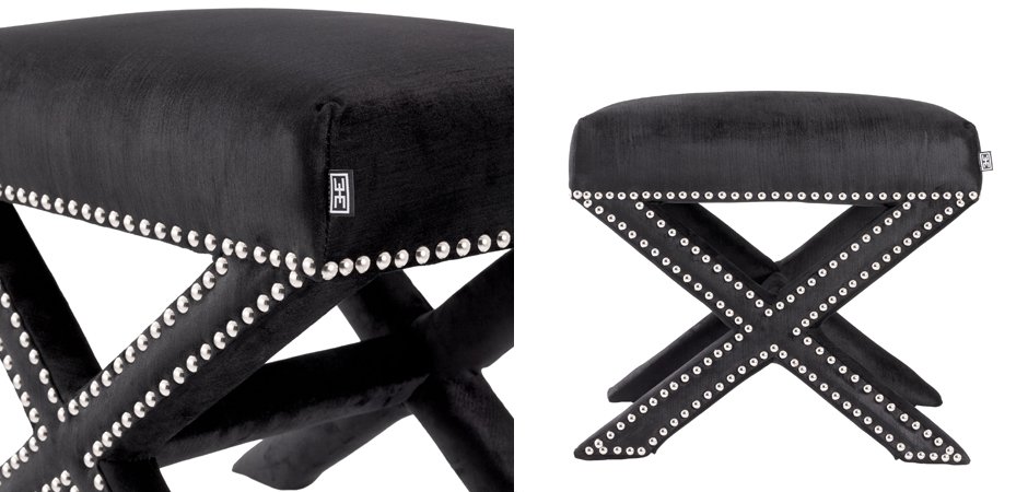 Оттоманка Eichholtz Stool Perugia Black Оттоманка Eichholtz Stool Perugia Black - Loft-Concept в Липецке