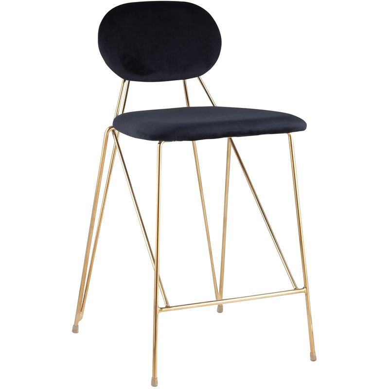 Полубарный Стул Alice Chair Черный Велюр Черный Золотой Полубарный Стул Alice Chair Черный Велюр Черный Золотой в Липецке | Loft Concept