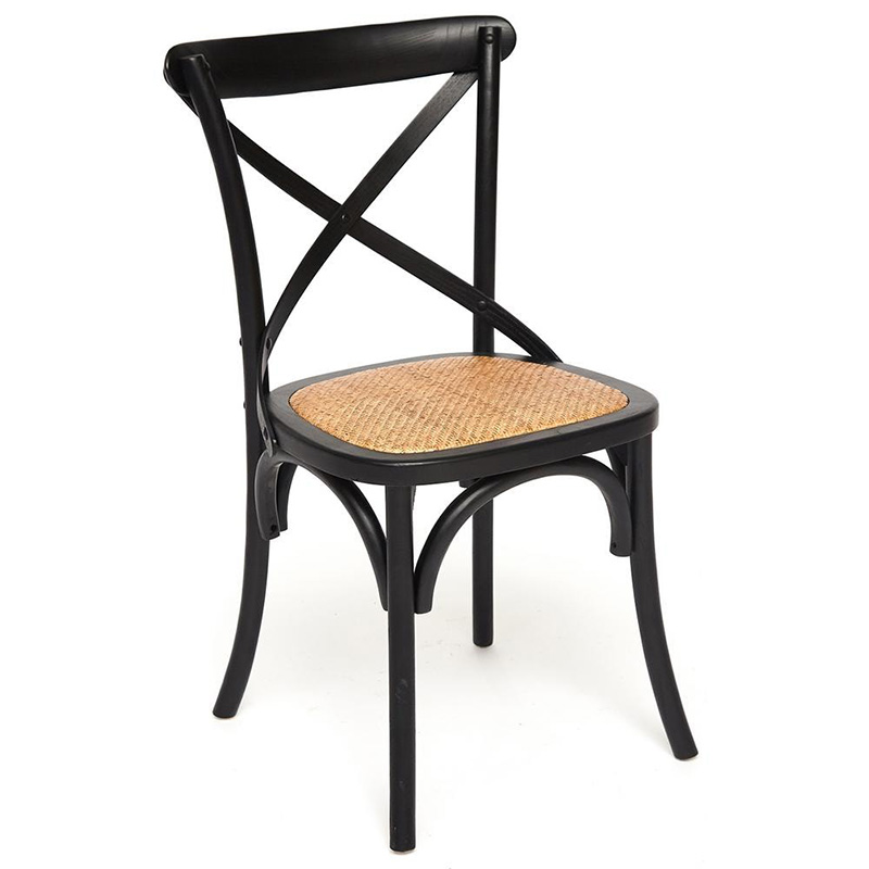 Стул Chaise Provence en Bois noir черный Черный Бежевый Стул Chaise Provence en Bois noir черный Черный Бежевый в Липецке | Loft Concept