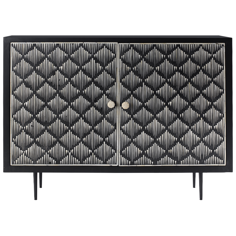Буфет инкрустированный костью Bone Inlay black Черный Белый Бежевый Буфет инкрустированный костью Bone Inlay black Черный Белый Бежевый в Липецке | Loft Concept