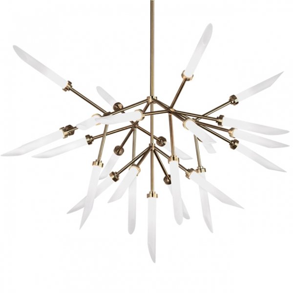 Люстра Spur Chandelier Латунь Белый матовый Люстра Spur Chandelier Латунь Белый матовый в Липецке | Loft Concept