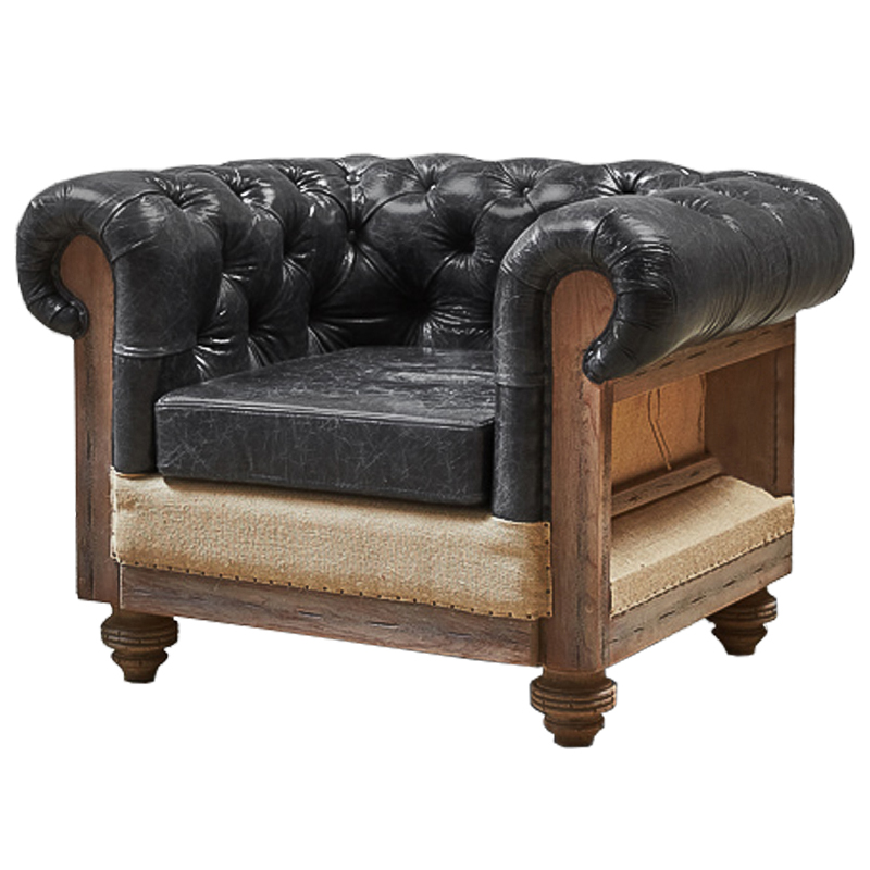 Кресло Deconstructed Chesterfield Armchair Графит Коричневый Кресло Deconstructed Chesterfield Armchair Графит Коричневый в Липецке | Loft Concept