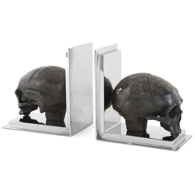 Держатель для книг Eichholtz Bookend Skull set of 2 Никель Винтажная латунь Держатель для книг Eichholtz Bookend Skull set of 2 Никель Винтажная латунь в Липецке | Loft Concept