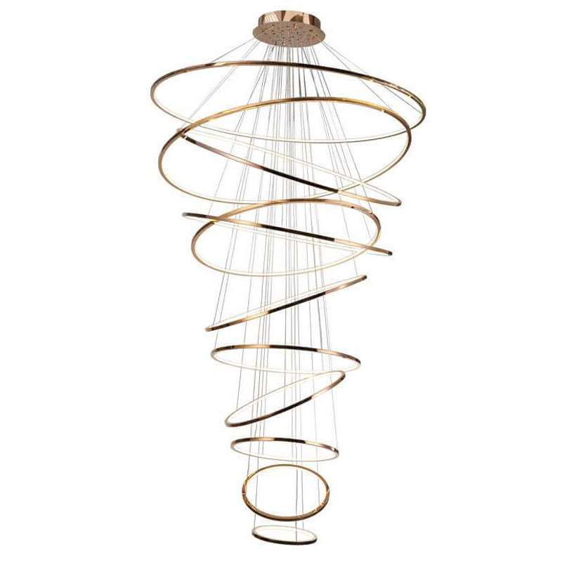 Люстра Композиция из 11 колец Ring Horizontal Chandelier Gold Золотой Розовое золото Люстра Композиция из 11 колец Ring Horizontal Chandelier Gold Золотой Розовое золото в Липецке | Loft Concept