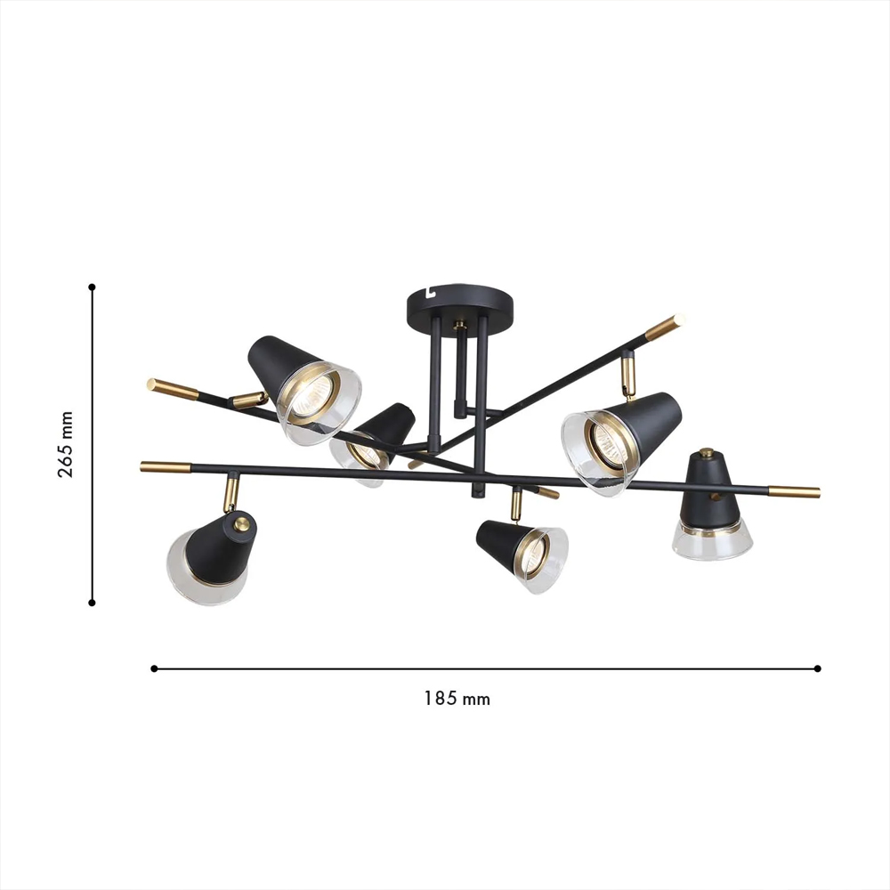 Потолочный светильник с конусообразными плафонами с контрастным сочетанием бронзы и глубоким черным цветом Aurika в Липецке