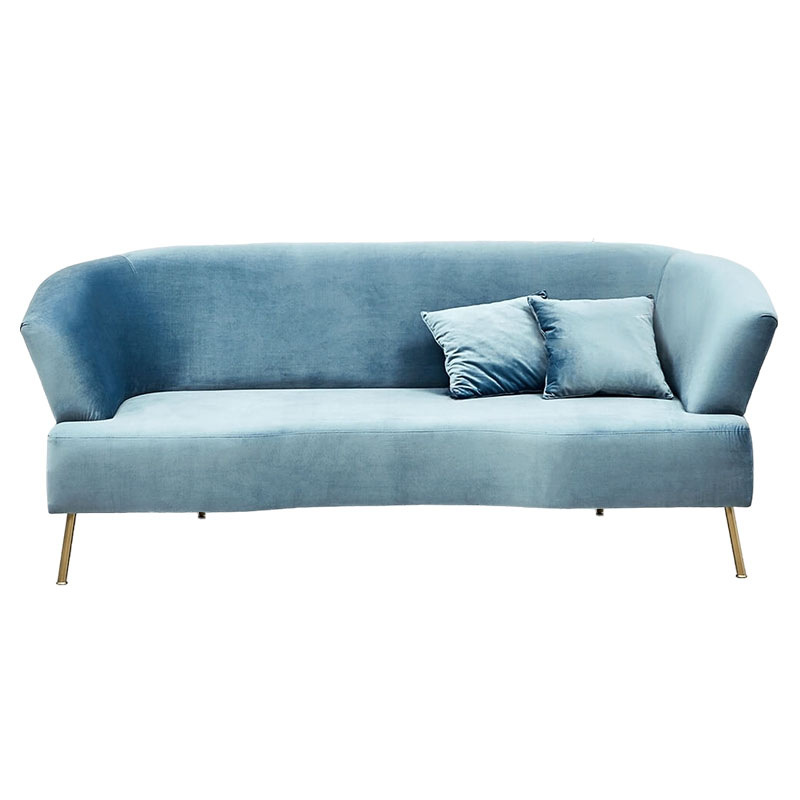 Диван с мягкой обивкой из ткани голубой Thomas Sofa Голубой Бронза Диван с мягкой обивкой из ткани голубой Thomas Sofa Голубой Бронза в Липецке | Loft Concept