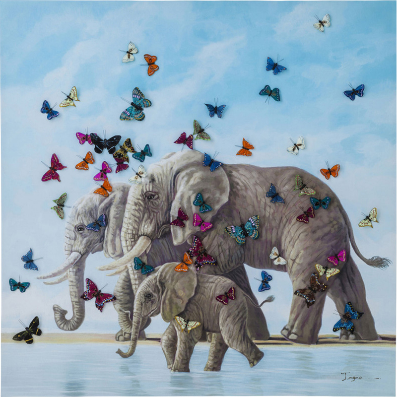 Картина Elephants with Butterflies painting Мульти Картина Elephants with Butterflies painting Мульти в Липецке | Loft Concept