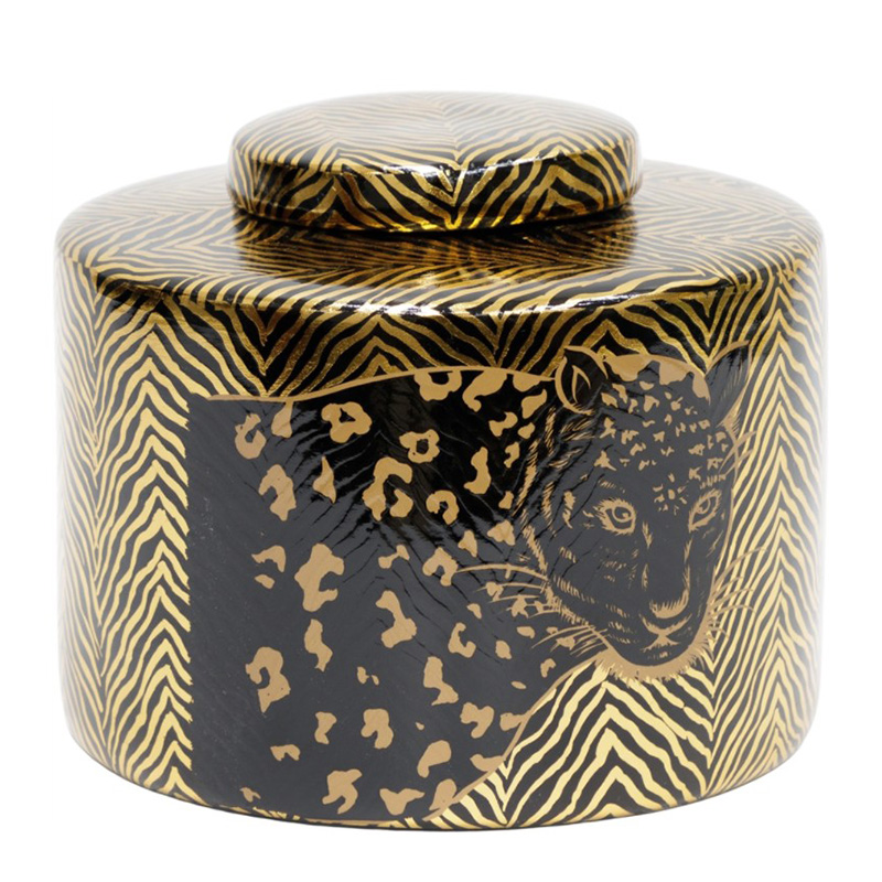 Ваза Leopard Vase black and gold 18 Черный Золотой в Липецке | Loft Concept 