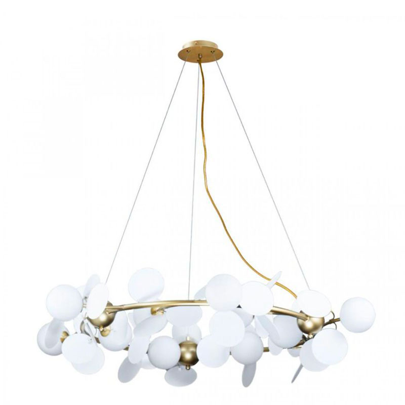 Люстра MATISSE Chandelier circle White диаметр 105 Белый Золотой Люстра MATISSE Chandelier circle White диаметр 105 Белый Золотой в Липецке | Loft Concept