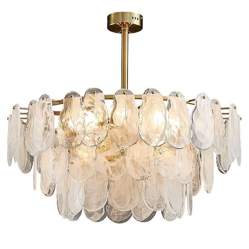 Люстра Maat Textured Glass Chandelier Глянцевое золото Белое матовое стекло Люстра Maat Textured Glass Chandelier Глянцевое золото Белое матовое стекло в Липецке | Loft Concept