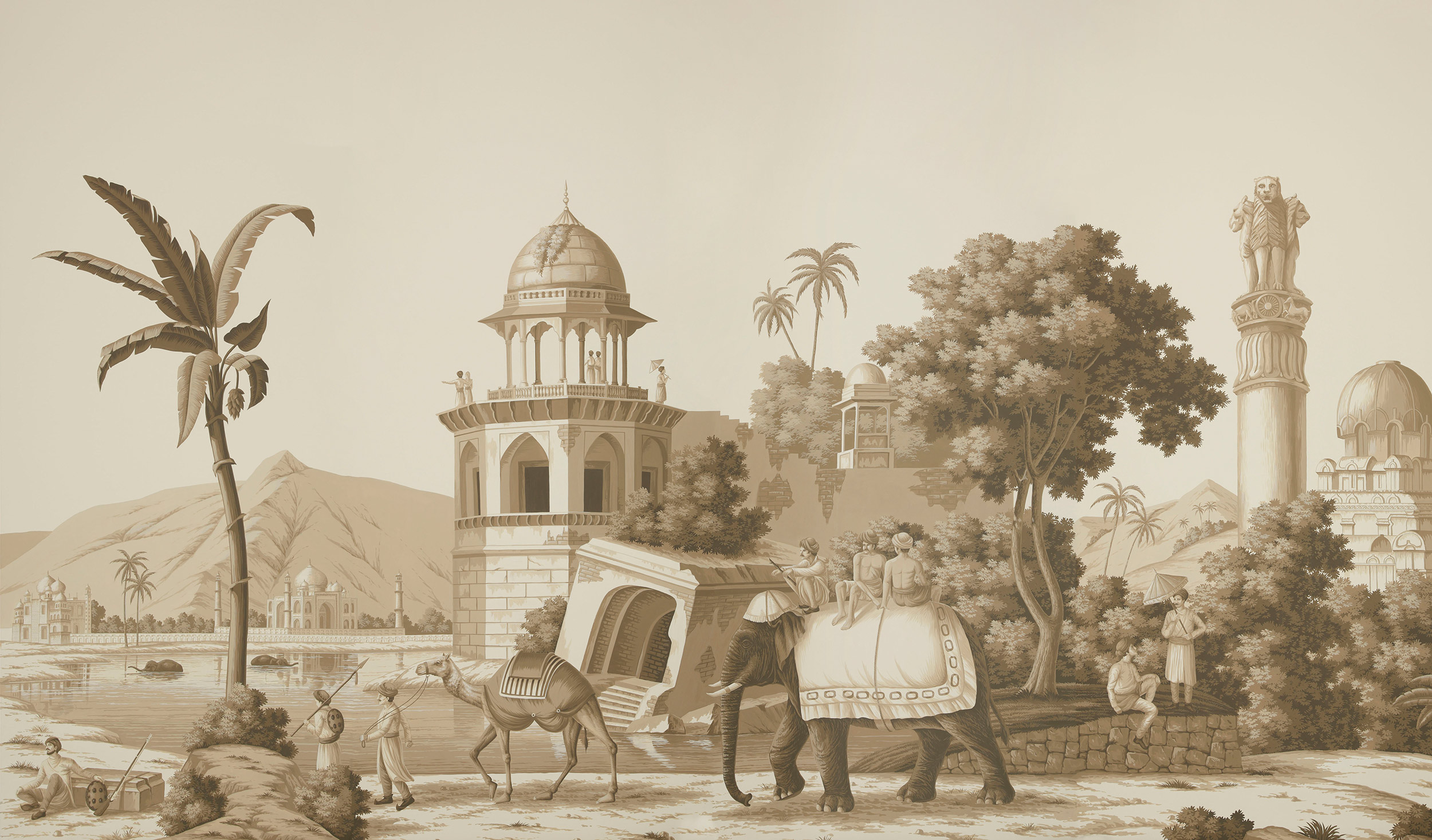 Обои ручная роспись Early Views of India Sepia on scenic paper Обои ручная роспись Early Views of India Sepia on scenic paper - постер Loft-Concept в Липецке