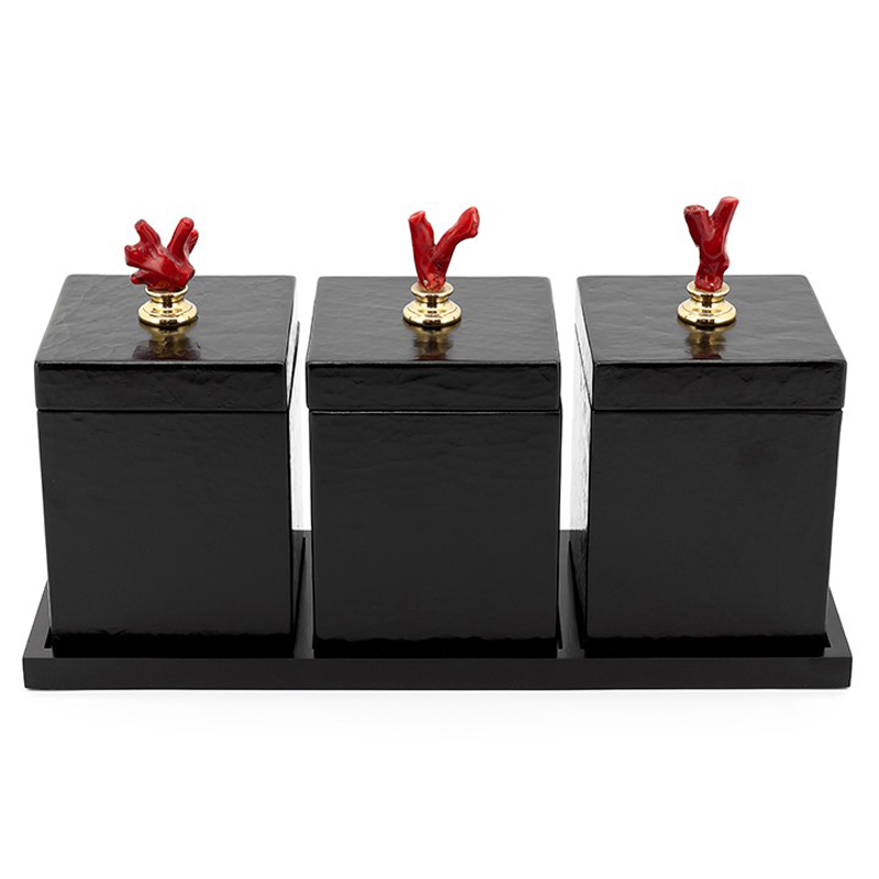 Набор шкатулок BOX KRIZIA SET3PCS Черный Красный в Липецке | Loft Concept 