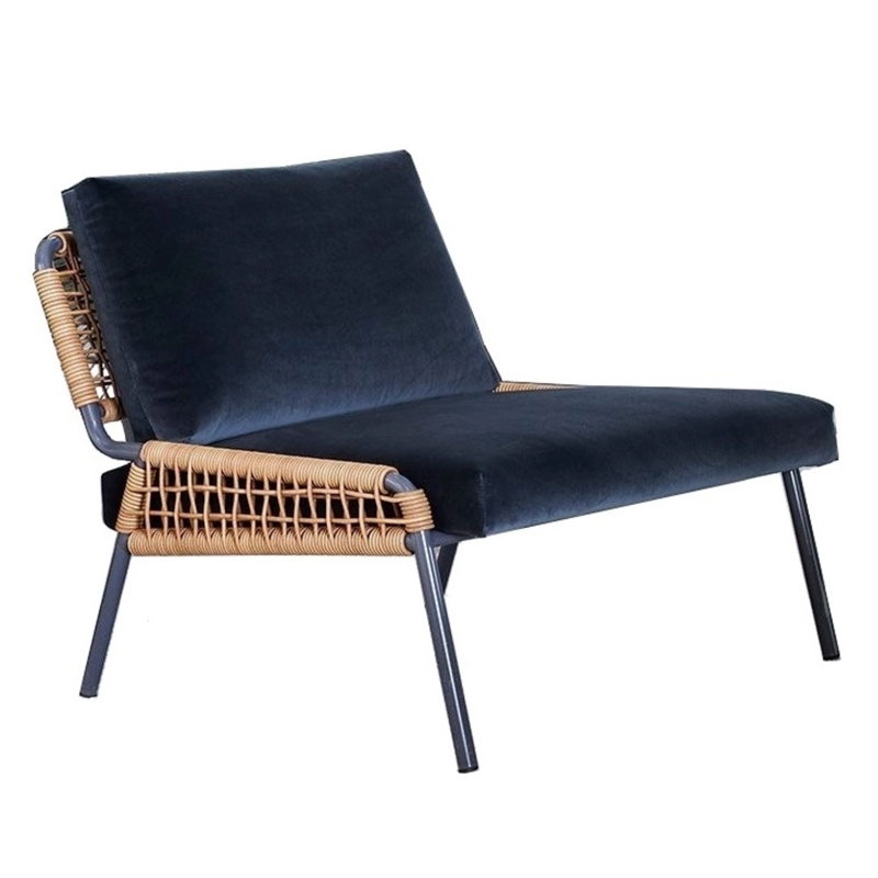 Кресло Patio Lounge Chair Сапфирово-синий Черный Древесина Кресло Patio Lounge Chair Сапфирово-синий Черный Древесина в Липецке | Loft Concept