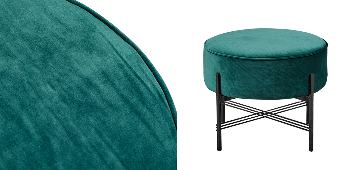 Пуф изумрудного цвета велюровый Sanjay Velour Pouf Emerald - фото