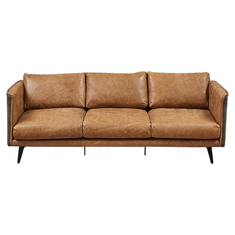 Диван Caramel Leather & Textiles Triple Sofa Карамель Черный Бежево-серый Диван Caramel Leather & Textiles Triple Sofa Карамель Черный Бежево-серый в Липецке | Loft Concept