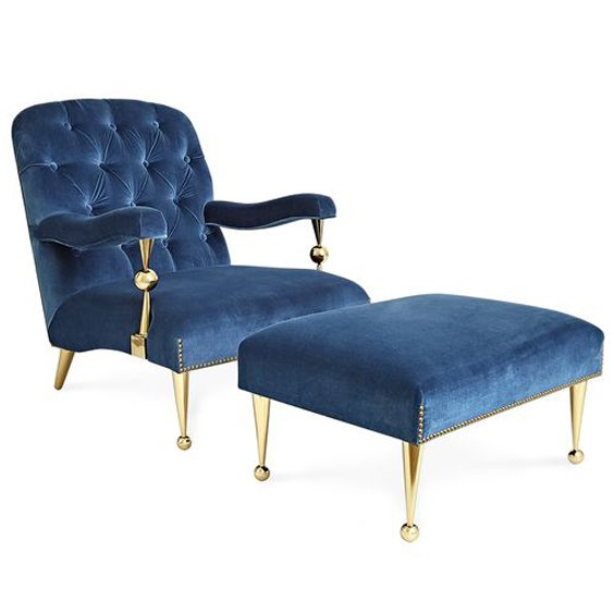 Кресло Jonathan Adler Caracas Chair Латунь Синий Кресло Jonathan Adler Caracas Chair Латунь Синий в Липецке | Loft Concept