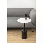 Кофейный столик с белой мраморной столешницей на черном основании Tall Coffee Black and White Table варинант исполнения - 2 | Loft Concept в Липецке